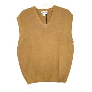 WinterSilks Men's 100% Silk Tan Pullover Sweater Vest Size Large Sleeveless NWT